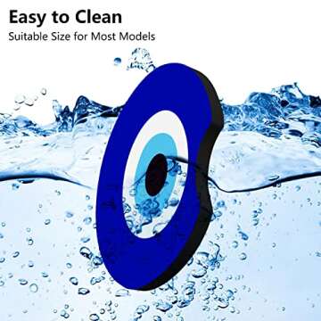 Car Cupholder Coaster Absorbent 2 Pack Trendy Evil Eye Design Rubber Blue New Automotive Cup Holder Decal Decor Accessories for Women Men BD369