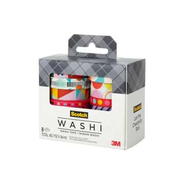 Scotch Washi Tape, Solid Earth Design, 8 Rolls, Great for Bullet Journaling, Scrapbooking and DIY Décor (C1017-8-SOL3)