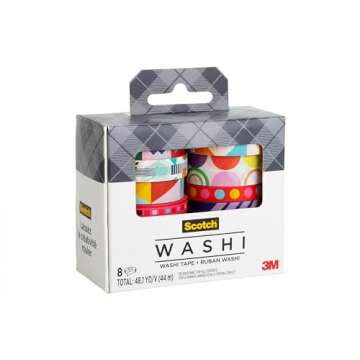 Scotch Washi Tape, Solid Earth Design, 8 Rolls, Great for Bullet Journaling, Scrapbooking and DIY Décor (C1017-8-SOL3)