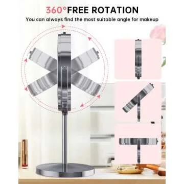 Gospire 7" Lighted Makeup Mirror with Magnification 10X/1X Double Sided, Round Magnifying LED Vanity Standing Cosmetic Shaving Mirror with Battery Operated, Cordless Portable for Bathroom Bedroom