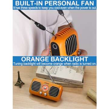 ZHIWHIS Emergency Radio with Portable Fan, AM/FM/WB Weather Radios with SOS Siren, Hand Crank/Solar Panel/4000mAh//Power Bank/Rotary Knob/Rechargeable Retro Receiver with LED Light ZWS-380