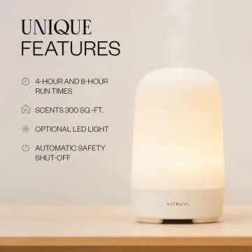 Vitruvi Glow Diffuser, Ultrasonic Essential Oil Diffuser | Oil Diffuser Essential Oils, Aromatherapy Diffuser | Diffusers for Home, Kids Room Diffuser, Room Decor (100 ml) White