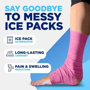 ICEE Tape, Self Sticking Bandage Wrap, Instant Cold Compress Compression Tape Wrap, Athletic Muscle Tape, Athlete Tape for Pain and Swelling, No Refrigeration Needed, Pink (Blue)