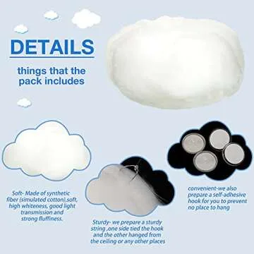 Tatuo Artificial Ceiling Clouds Decor Imitation 3D Hanging Clouds from Ceiling Fake Nubes para Decorar Cuarto Wedding Ornament Room Decor Art Stage DIY Party(9.8 x 7.8 x 7.8 Inches,4 Pieces)