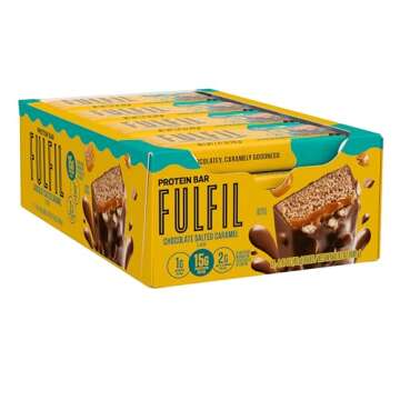 FULFIL Protein Snack Bars, Chocolate Salted Caramel, 15g Protein, Pantry Staples, 12 Count
