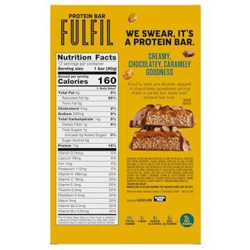 FULFIL Protein Snack Bars, Chocolate Salted Caramel, 15g Protein, Pantry Staples, 12 Count