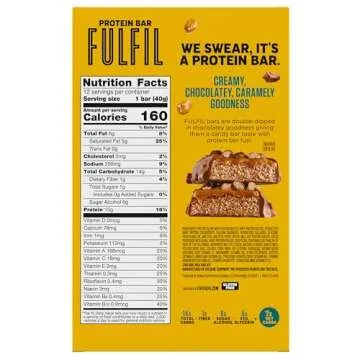 FULFIL Protein Snack Bars, Chocolate Salted Caramel, 15g Protein, Pantry Staples, 12 Count