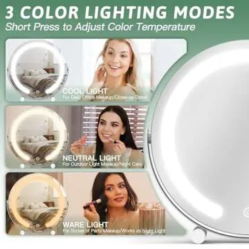 ROLOVE Round Light Up Makeup Mirror - 12 Inch LED Design