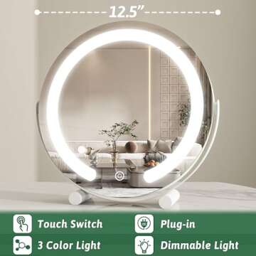 ROLOVE Round Light Up Makeup Mirror - 12 Inch LED Design
