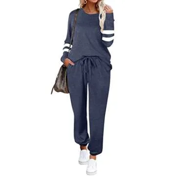 Ekouaer Sweatsuits Womens Loungewear Set Tracksuit Long Sleeve Pajamas Set with Pockets 2 Piece Outf...