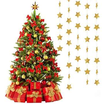 Star Banner Garland Decorations Stars Paper Birthday Party Banner Twinkle Hanging Bunting Banner Gold Glitter Sparkling Star Garland For Wedding Christmas Halloween Photo Booth Props Golden 4 Pack