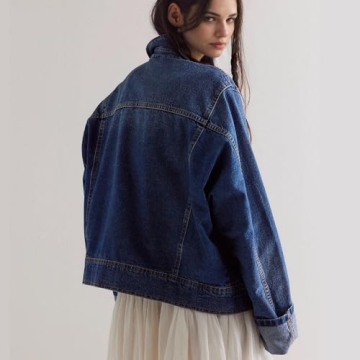 Talakeno Womens Denim Jacket Oversized with Pockets