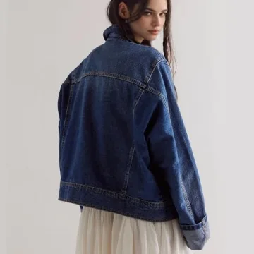 Talakeno Womens Denim Jacket Oversized with Pockets