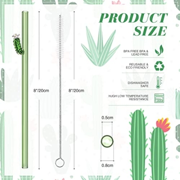 Reusable Cactus Glass Straws Set for Eco-Friendly Sipping