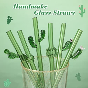 Reusable Cactus Glass Straws Set for Eco-Friendly Sipping