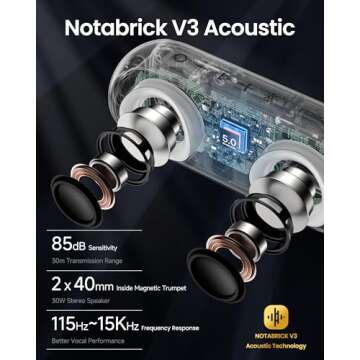 Bluetooth Speakers with Light, 30W Portable Bluetooth Wireless(100FT Range) Loud Stereo Sound, IPX7 ...