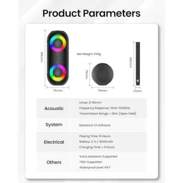 Bluetooth Speakers with Light, 30W Portable Bluetooth Wireless(100FT Range) Loud Stereo Sound, IPX7 Waterproof Shower Speakers, RGB Multi-Colors Rhythm Lights, 1000mins Playtime for Indoor&Outdoor