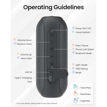 Bluetooth Speakers with Light, 30W Portable Bluetooth Wireless(100FT Range) Loud Stereo Sound, IPX7 Waterproof Shower Speakers, RGB Multi-Colors Rhythm Lights, 1000mins Playtime for Indoor&Outdoor