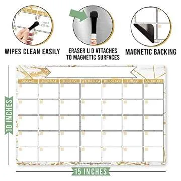 Stylish Magnetic Dry Erase Calendar for Fridge & Wall