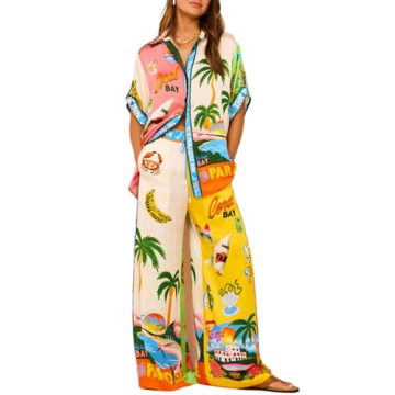 Kumufenc Women's Comfortable Printed Pajama Set