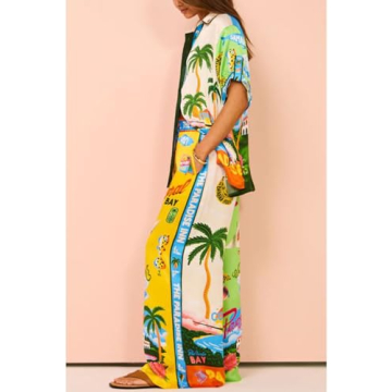 Kumufenc Women's Comfortable Printed Pajama Set