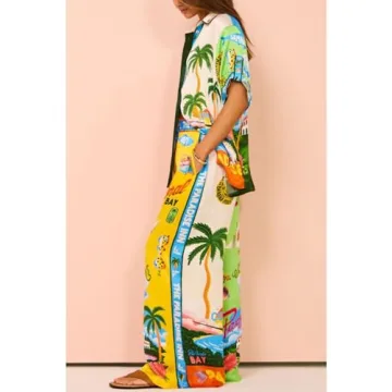 Kumufenc Women's Comfortable Printed Pajama Set