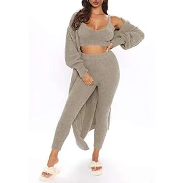 Shop Fixmatti Fuzzy 3 Piece Pajamas Sets for Women