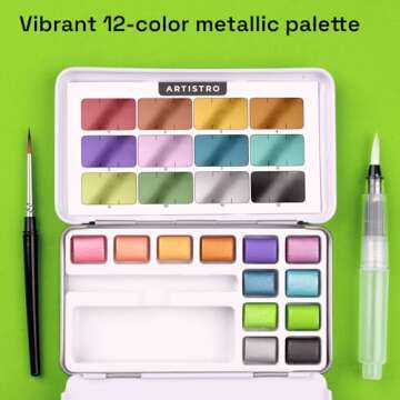 ARTISTRO Metallic Watercolor Set - 12 Colors for All Ages