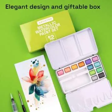 ARTISTRO Metallic Watercolor Set - 12 Colors for All Ages