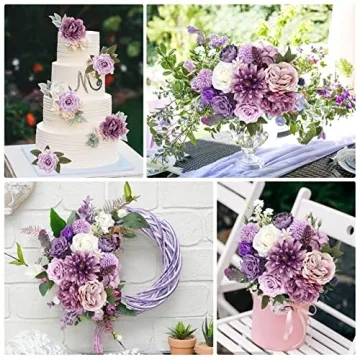 AmyHomie Purple Artificial Flower Combo for Beautiful Decor
