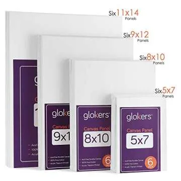Glokers Canvas Panels Painting Kit | Art Supplies Set Includes Paint Palette, Sponge Brushes, Canvases, Paintbrushes & Mixing Wheel | Warp-Free Painting Canvas Great for Acrylic, Oil & Watercolor