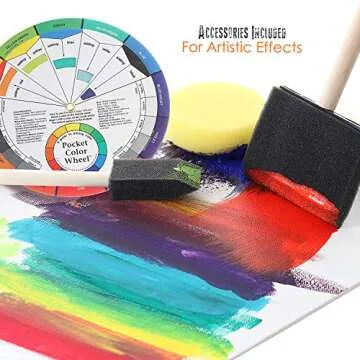 Glokers Canvas Panels Painting Kit | Art Supplies Set Includes Paint Palette, Sponge Brushes, Canvases, Paintbrushes & Mixing Wheel | Warp-Free Painting Canvas Great for Acrylic, Oil & Watercolor