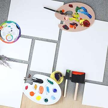 Glokers Canvas Panels Painting Kit | Art Supplies Set Includes Paint Palette, Sponge Brushes, Canvases, Paintbrushes & Mixing Wheel | Warp-Free Painting Canvas Great for Acrylic, Oil & Watercolor