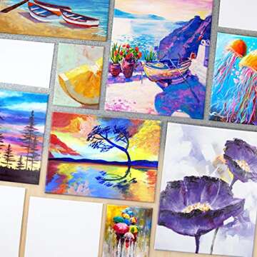 Glokers Canvas Panels Painting Kit | Art Supplies Set Includes Paint Palette, Sponge Brushes, Canvases, Paintbrushes & Mixing Wheel | Warp-Free Painting Canvas Great for Acrylic, Oil & Watercolor