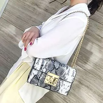 FGDJEE Chain Purse Snakeskin Crossbody Bags Snake Purse Handbags Leather Wallet