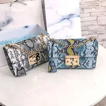 FGDJEE Chain Purse Snakeskin Crossbody Bags Snake Purse Handbags Leather Wallet