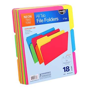 Find It All Tab Letter Size Interior File Folders, Letter Size, Third Cut, Back to School Supplies f...