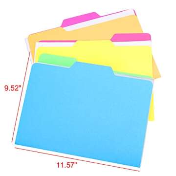 Find It All Tab Letter Size Interior File Folders, Letter Size, Third Cut, Back to School Supplies for College Students, Assorted Neon Colors, 18 Pack (FT07628)