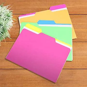 Find It All Tab Letter Size Interior File Folders, Letter Size, Third Cut, Back to School Supplies for College Students, Assorted Neon Colors, 18 Pack (FT07628)