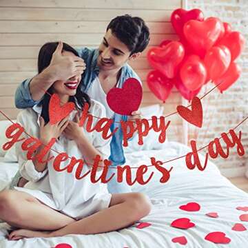 Red Glitter Happy Galentine's Day Banner - Perfect for Celebrations and Decorations