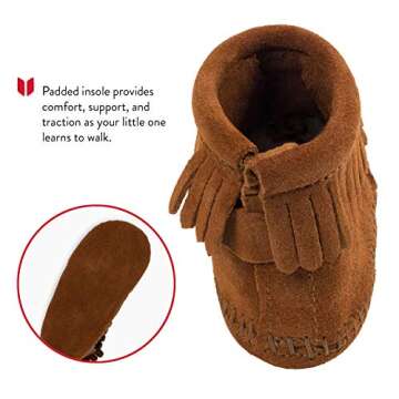 Minnetonka Back Flap Bootie (Infant/Toddler),Brown,3 M US Infant