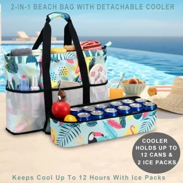 Large Waterproof Beach Bag with Cooler for Women