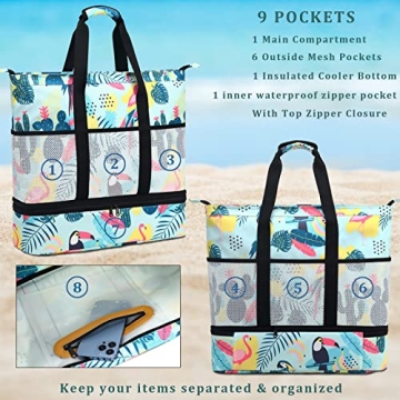 Large Waterproof Beach Bag with Cooler for Women