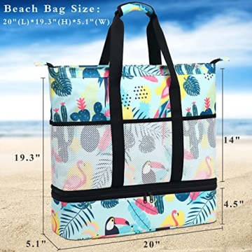 Large Waterproof Beach Bag with Cooler for Women