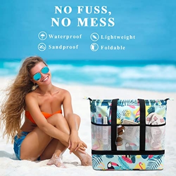 Large Waterproof Beach Bag with Cooler for Women
