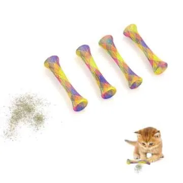 YUYUSO 30 Pack Cat Catnip Toys Spring Tube Toy Colorful Fun Pet ActionInteractive Toys