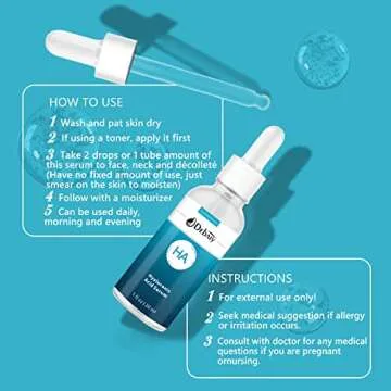 Hyaluronic Acid Serum for Face, Facial Moisturizer Skincare Fades Wrinkles Repair Brightening Firming Hydrating for Skin Care (1Fl Oz)