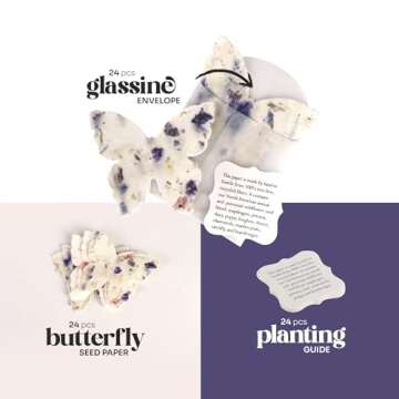 Seed Bloom Set of 24 Purple Butterfly – Plantable Seed Paper for Bridal Shower Weddings, and Gifts