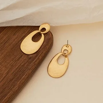 NEPULOY Teardrop Matte Gold Earrings for Statement Style