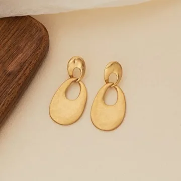NEPULOY Teardrop Matte Gold Earrings for Statement Style
